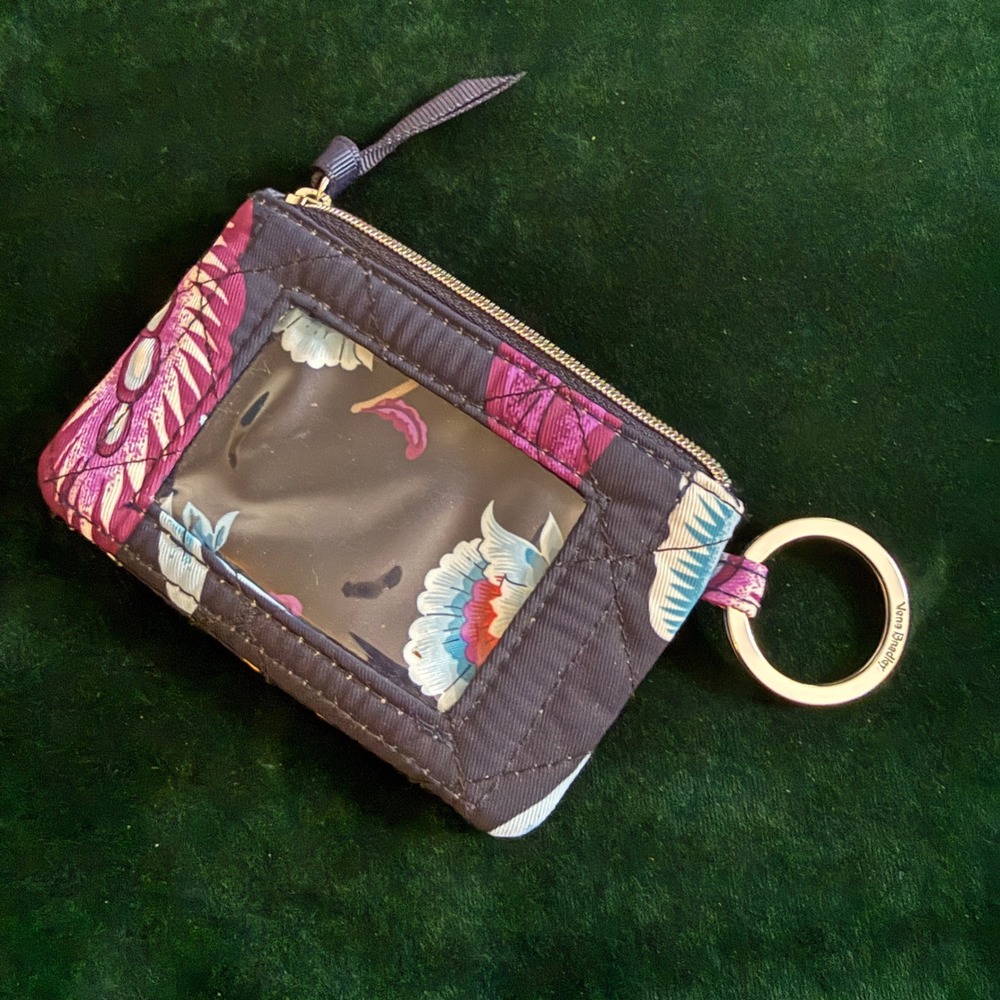 Vera Bradley Zip ID Case Floral Quilted‎ Wallet Keychain 102661 VBG20